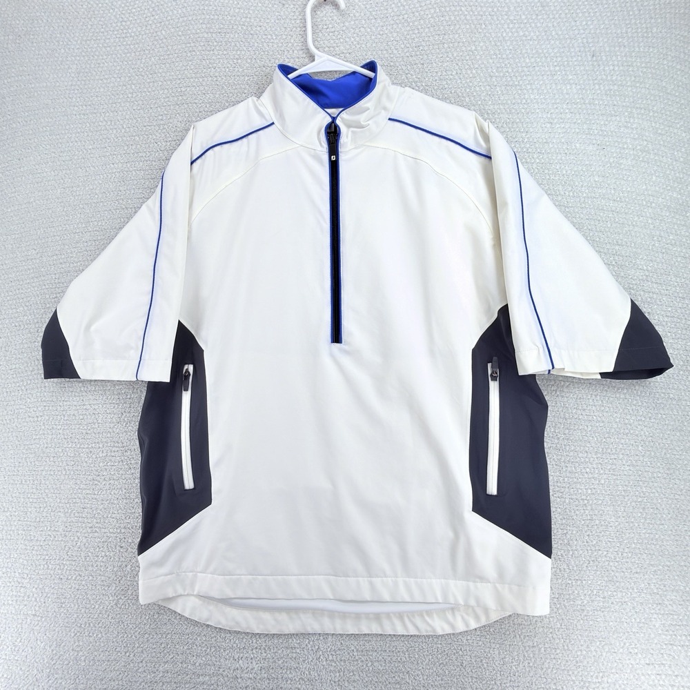 FootJoy DryJoys Tour Collection Golf Rain Shirt Mens M White 1/2 Zip Pullover
